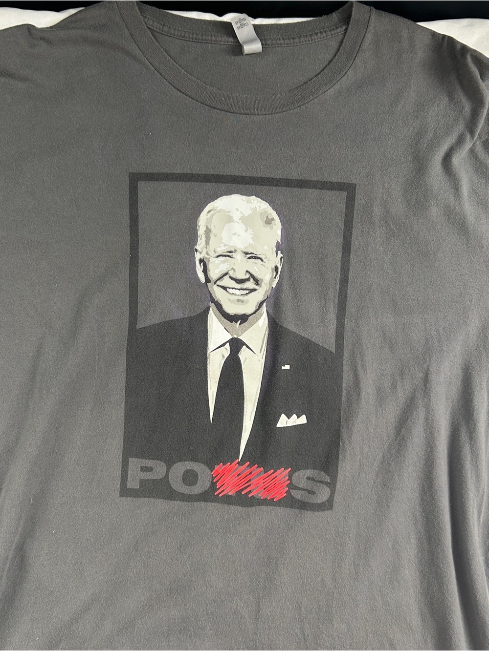 InfoWars Joe Biden POS Graphic T-Shirt XL Gray Political Tee
